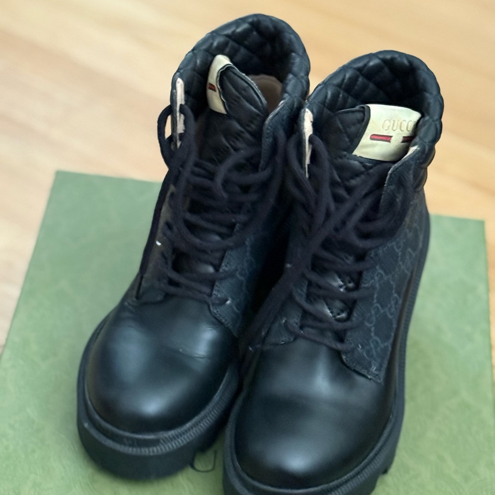 Gucci Women's Black Lace-Up Boots